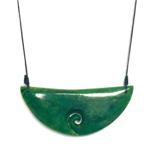 Greestone: NZ Greenstone Breast Plate with Koru - 120mm
