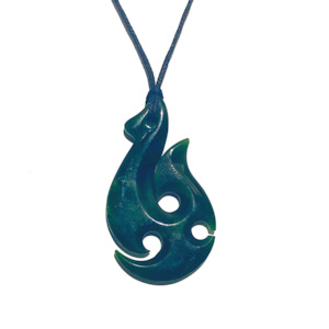Greenstone: NZ Greenstone Hook With Koru 55mm