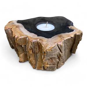 Petrified Wood Single Tealight Candle Holder (2736)