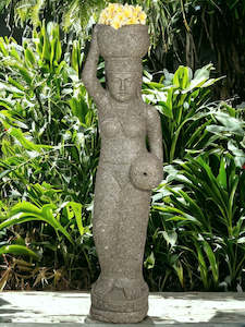 Water Feature: Bali Statue Water Feature With Pot Planter Hand Carved Stone 1500mm (793)
