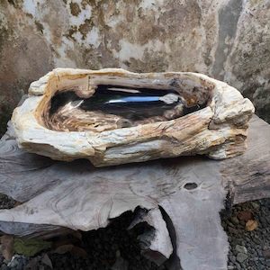 Petrified Wood Basin: Luxury Petrified Wood Stone Basin 75cm x 42cm x 22/14cm (1621)