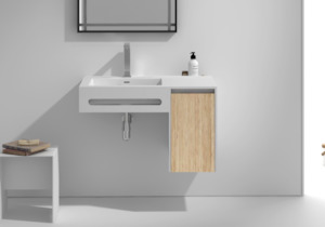 Basin Sale: Wall Hung White Oak Vanity & Basin - 900mm - G38553