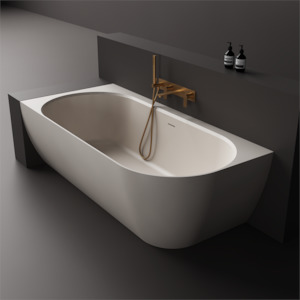 Back To Wall Baths: Justina Left Back-to-wall stone bath 1520mm - ST12 1520 LBW