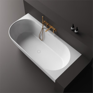 Justina Right Back-to-wall stone bath 1750mm - ST12 1750 RBW