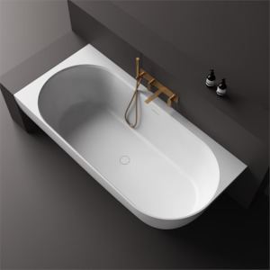 Justina Left Back-to-wall stone bath 1750mm - ST12 1750 LBW
