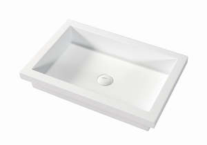 Vanity Countertop Basins: Hugi Semi Built-In Basin - Thick Edges - 600mm - B1115