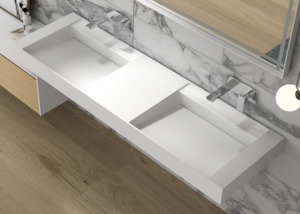 Wall Hung Basins: Ramp basin double bowl 1800mm wall hung G38684