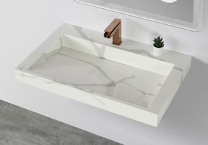 Marble Solid Surface Basins: Marble ramp basin 900mm wall hung - BUVS900