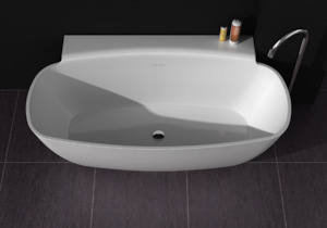 Gia Baths: Gia Small Back-to-Wall Oval Bath - 1580mm - G6576