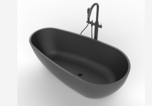 Matte Egg Shaped Concrete Bath - 1675mm - B001