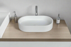 Basin Sale: Oval concrete basin white 600mm - Smooth Finish - TC0010C20