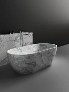 Large Baths Over 1800mm: Justina Stone Bath - Outdoor Bath - 1800mm - ST12 1800 Arabescato