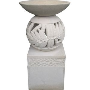 Bowls & Pedestals: Large Bamboo Carved Bowl & Stand