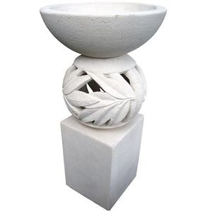 Bowls & Pedestals: Small Bamboo Carved Bowl & Stand