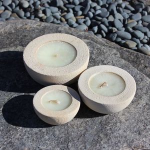 Garden Decor: Half Round Stone Candles