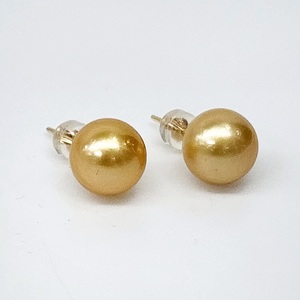 18ct Yellow Gold 9.0-10.0mm Tahitian Black Pearl Stud Earrings