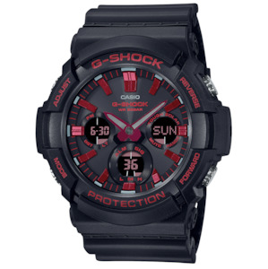 Silver Jewellery: G-Shock Ignite Red Ionic Black Watch-GAS100BNR-1A