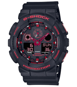 Silver Jewellery: G Shock Black/Ignite Red Ana Digi Watch  GA-100BNR-1A