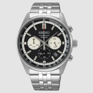 Seiko: Seiko Mens Corporation Silver/Black Watch - SSB429P