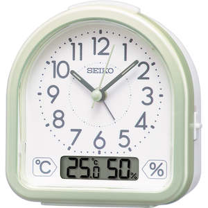 Alarm Clocks: Seiko Bedside Alarm Clock with Thermometer Hygrometer- QHE191-M