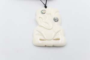 Bone And Paua Jewellery: Bone Hei Tiki AB14