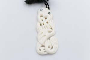 Bone And Paua Jewellery: Bone Manaia Pendent