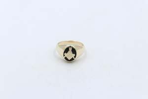 Gold Mens Ring: 9ct Mens Masonic Ring with Onyx