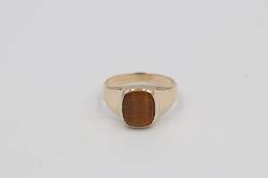 9ct Gold Tigers Eye set Mens Ring