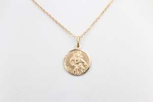 Gold Pendents: 9ct Solid Saint Christopher Pendent 18mm