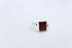 Stg Silver Rings: Stg silver Carnelian Stone Mens Ring