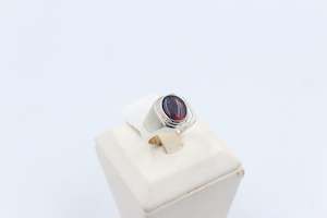 Stg Silver Mens Ring with Triplet Opal