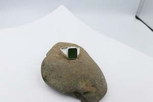 Stg Silver Rings: Stg Silver Ring with New Zealand Greenstone 76ALXG