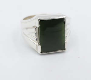 Stg Silver Rings: Stg Silver Ring with Greenstone 489ALX