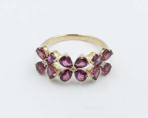Gold Ladies Rings: 9ct Gold Rhodolite Garnet Ring