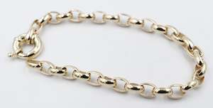 Gold Bracelets: 9ct Gold Handmade belcher Bracelet with Bolt Ring 9b9049