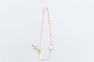 Gold Bracelets: 9ct Gold Oval Madonna and Cross Bracelet HKF830/107