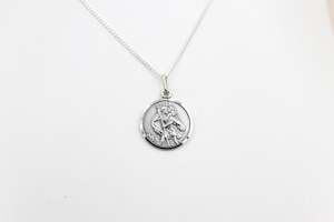 Stg Silver Pendents: Solid Stg silver Saint Christopher Pendent UA10