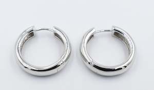 Stg Silver Earrings: Stg Silver Rounded Huggies 18mm