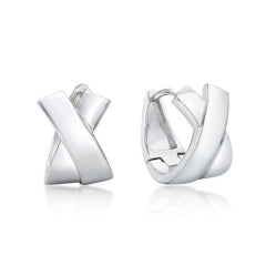 Stg Silver Earrings: Stg Silver Wide X Huggies 10.3mm wide
