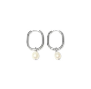 Fashion Jewellery: FV Fresh Water Pearl On Silver Hoop Earrings - HOPSP-EOB