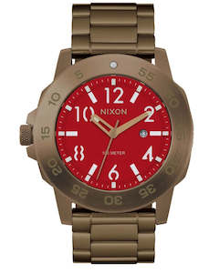 Nixon Watches: Nixon Smyth 44 Khaki/Red Watch - A1414-5262-00