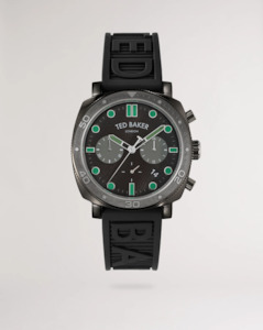 Ted Baker: Ted Baker Black/Green Rbber Watch - BKPCNF203