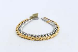 Bracelets: Gold Plated & Stainelss Steel Heavy Curb link Bracelet 23cm GP08