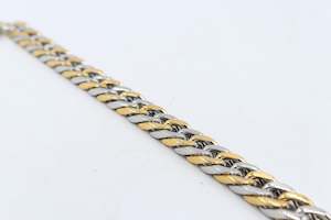 Gold Plated & Stainelss Steel Heavy Curb link Bracelet 23cm GP07