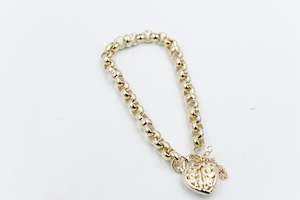 9ct Gold Handmade belcher Bracelet with Filigree Heart SYBA83