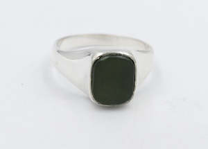 Stg Silver Ring with Greenstone ring ALX139