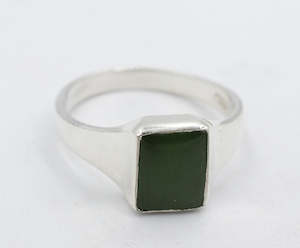 Stg Silver Ring with Greenstone ring ALX74