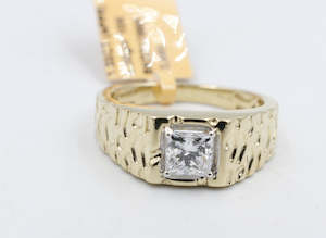 10ct Yellow Gold Lab Grown Diamond Mens Ring TDW 1ct