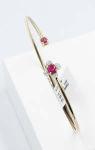 10K Gold Ruby & Diamond set Flex Bangle with 0.55ct ruby