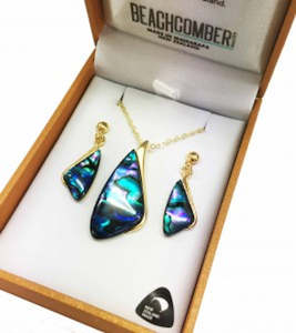 Bone And Paua Jewellery: Paua Set Gold Plated Boxed BBJ1121S
